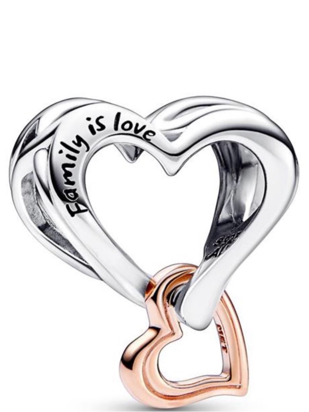 Heart Pendant Charm in rose Gold Tone - "Family is Love"